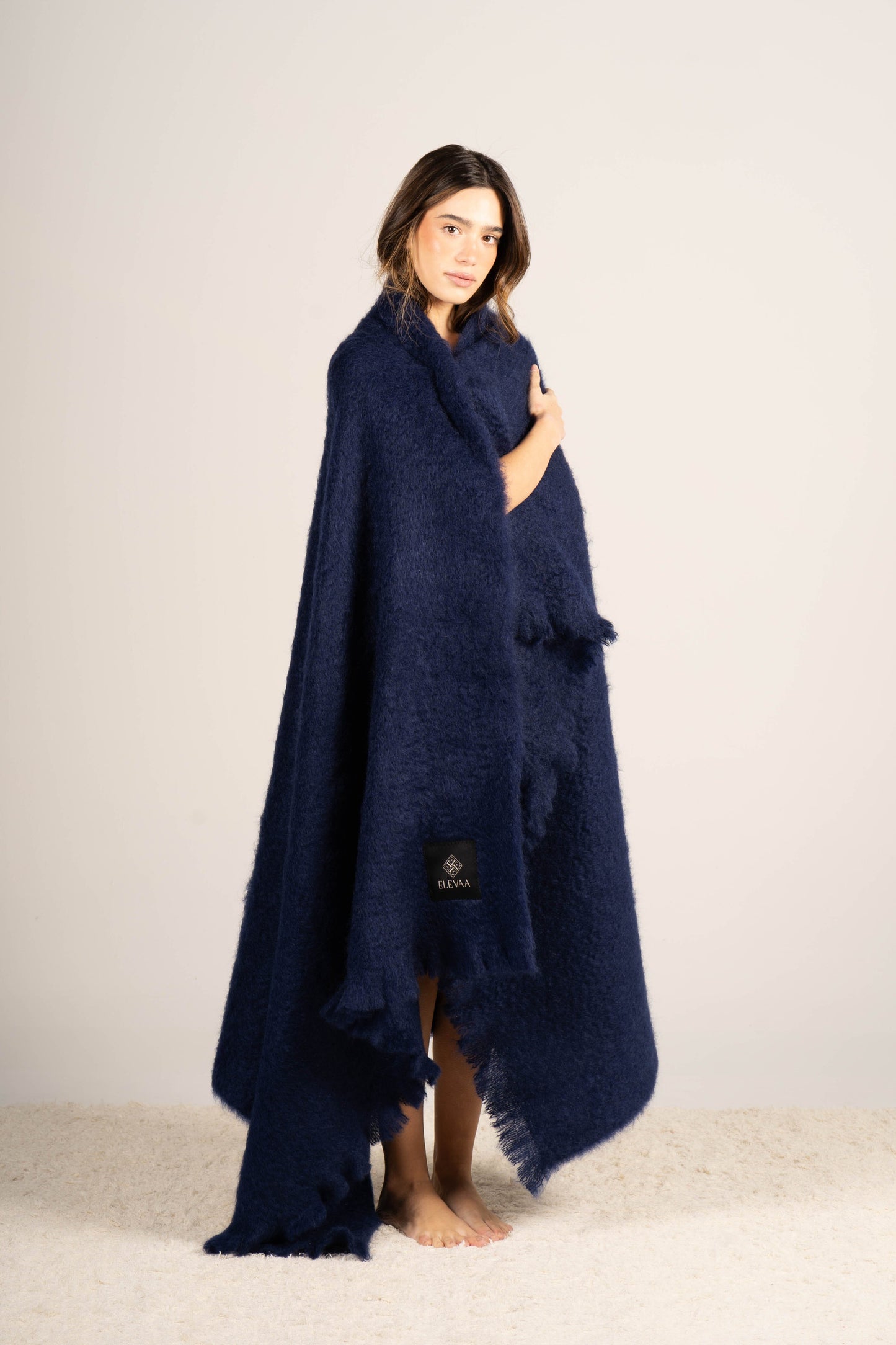 Midnight Blue Mohair Blanket Accessories ELEVAA 