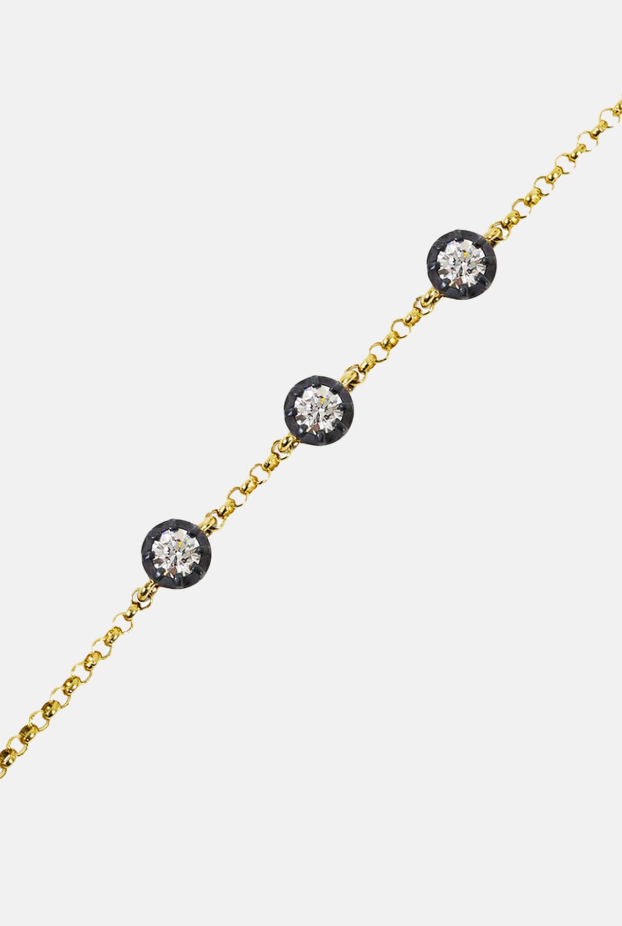 Midnight bracelet with triple diamond Bracelets Leandra Studio 