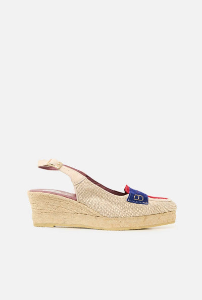Mocasín de Ante Yute Azul y Rojo Antifaz · Soy Fascinante