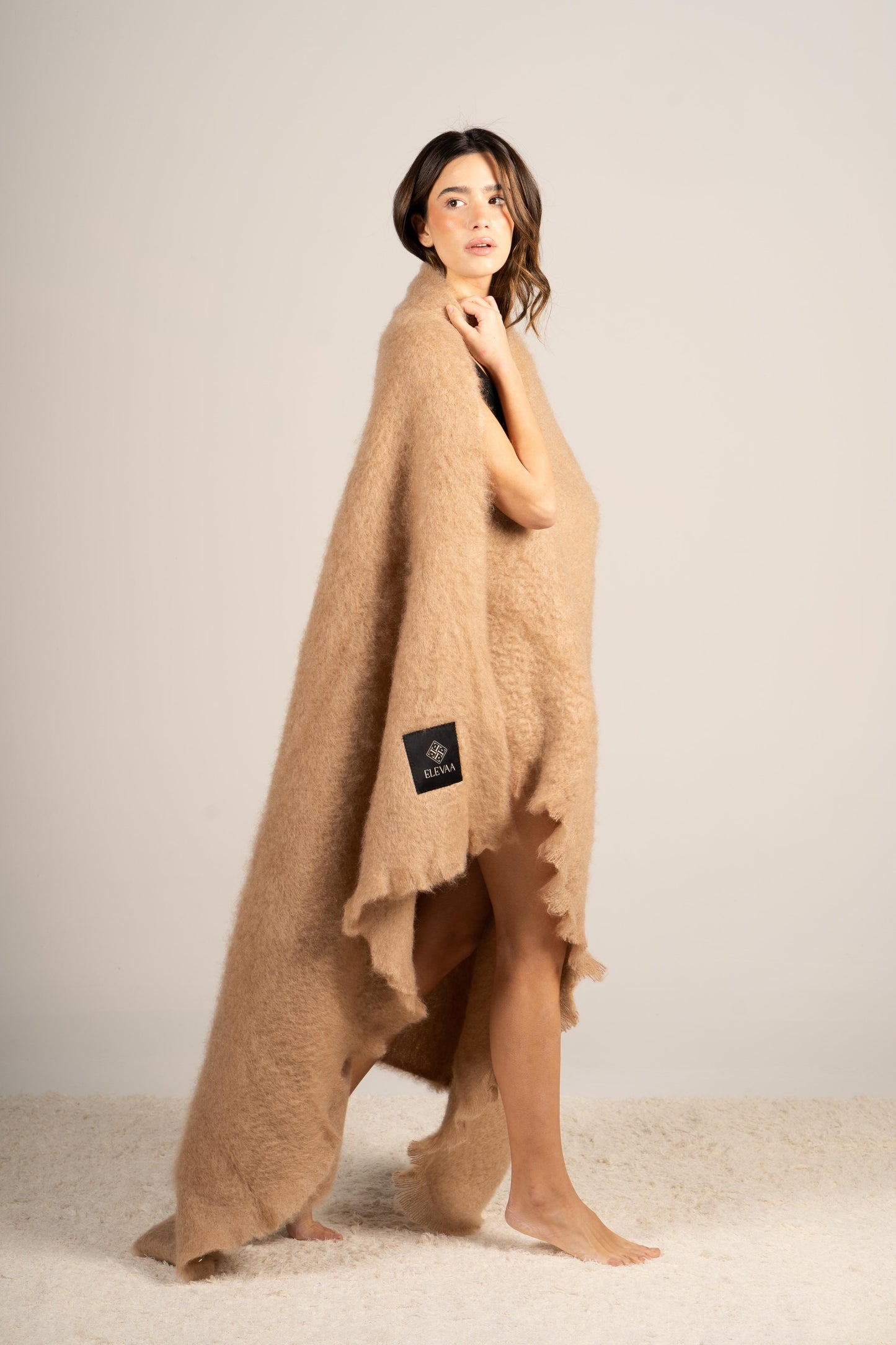 Mocha Mohair Blanket Accessories ELEVAA 