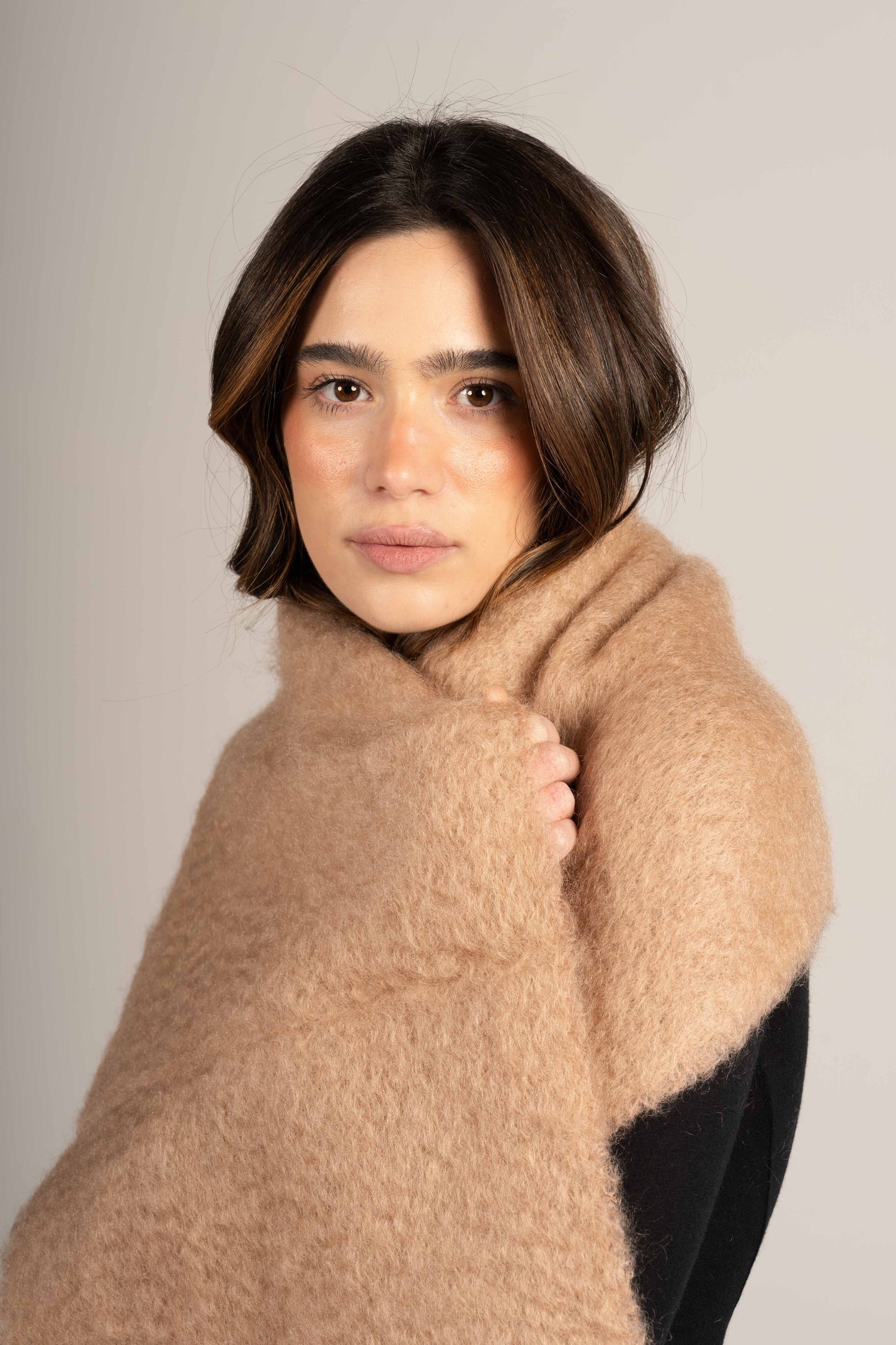 Mocha Mohair Scarf Accessories ELEVAA 