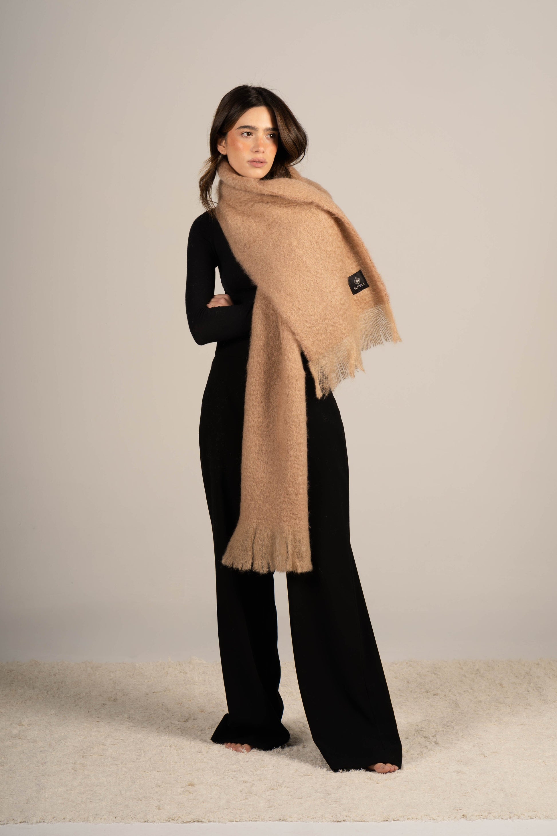 Mocha Mohair Scarf Accessories ELEVAA 