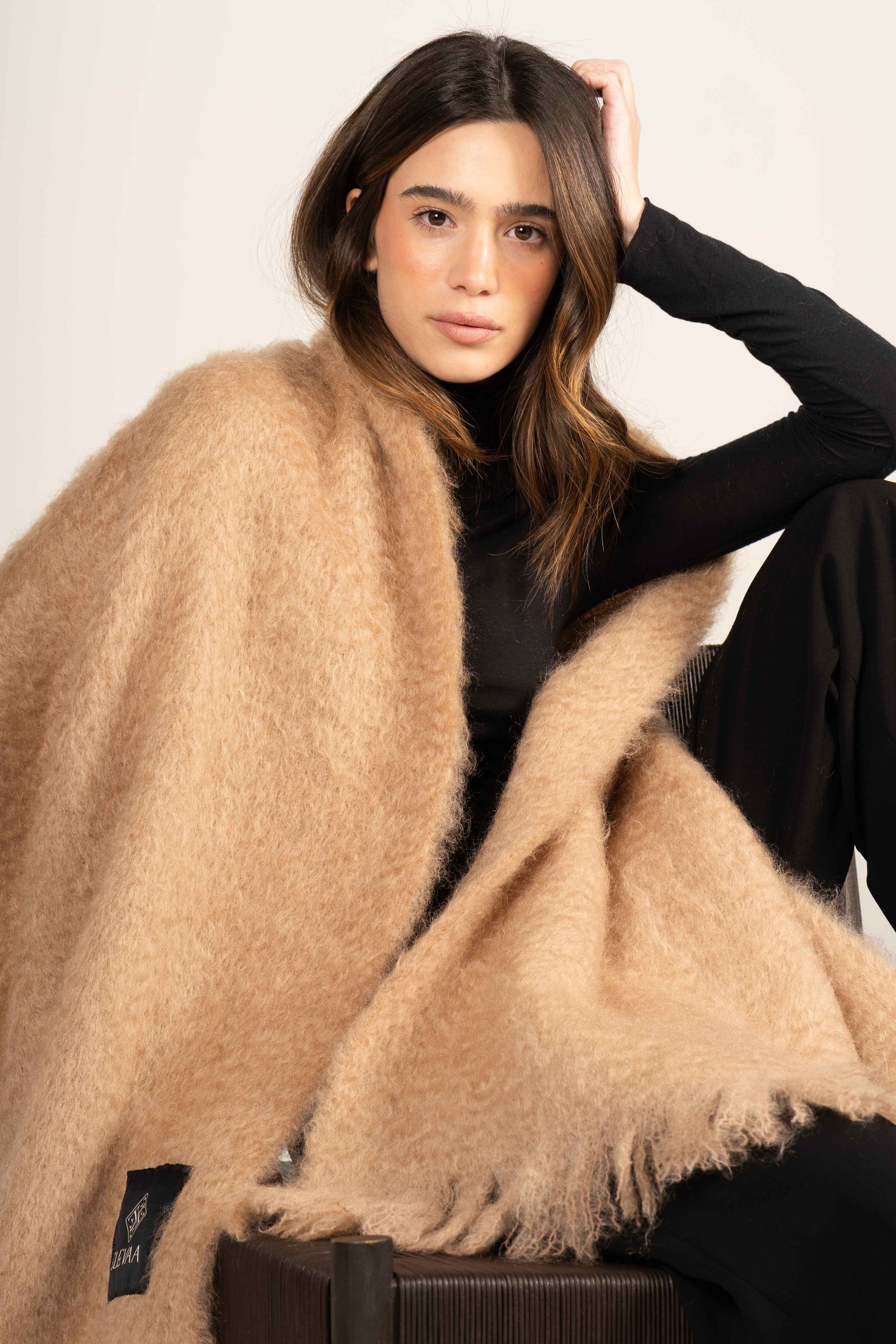 Mocha Mohair Shawl Foulards & Scarves ELEVAA 