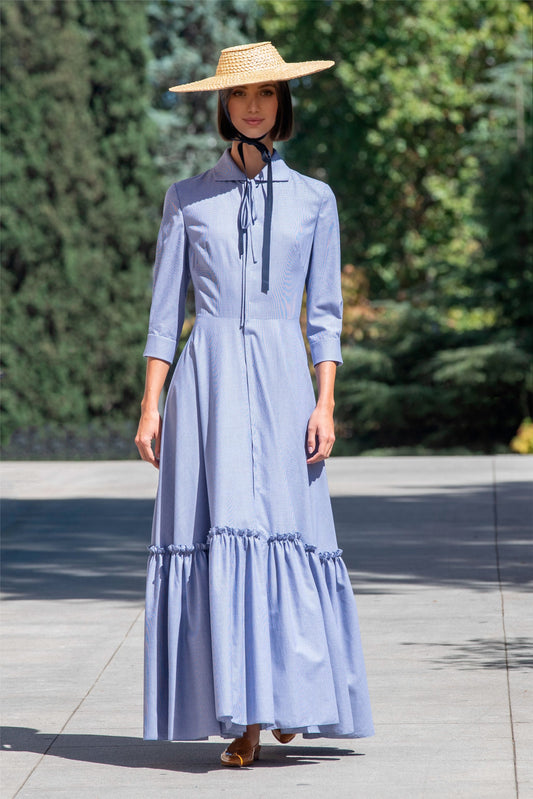 Modelo Dipilon Vestido Largo Micro Vichy Dresses Devota & Lomba 