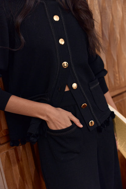 Montse Cardigan Pom-Pom Black Sweaters Laia Alen 