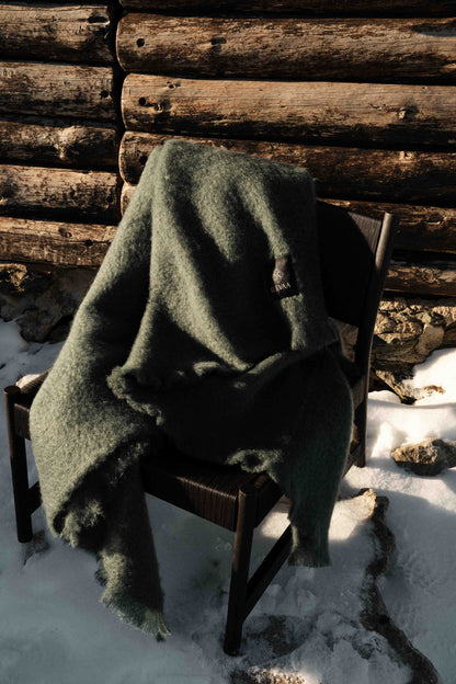 Moss Green Mohair Blanket Accessories ELEVAA 