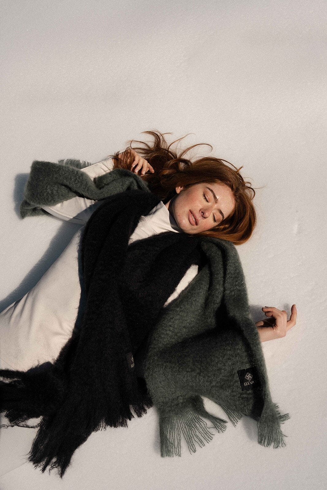 Moss Green Mohair Scarf Accessories ELEVAA 