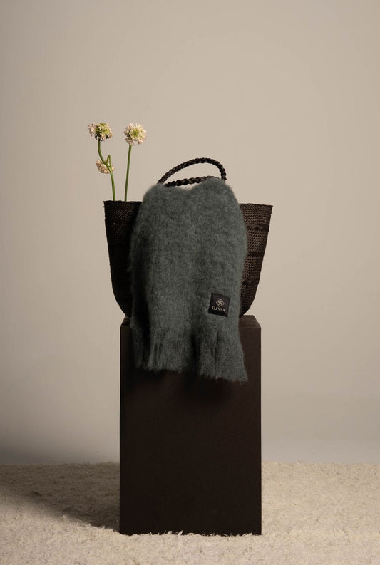 Moss Green Mohair Scarf Accessories ELEVAA 