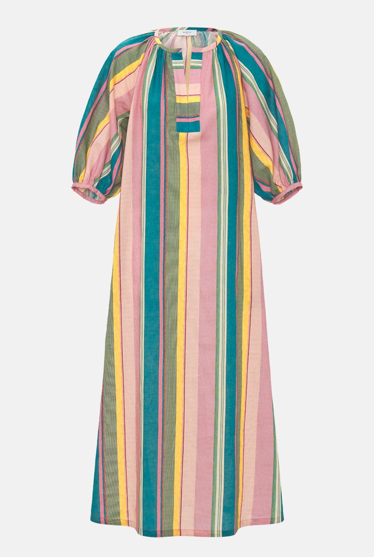 Multicolor cotton & linen striped kaftan Long Dresses Mirto 