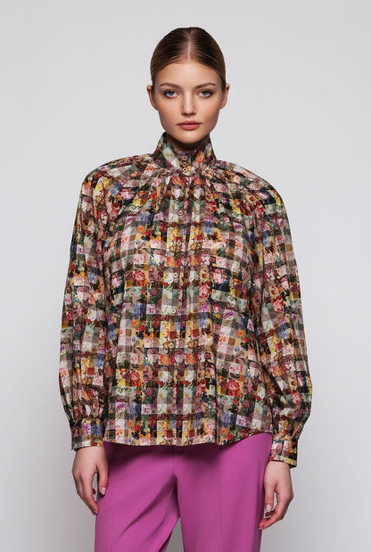Multicolor floral cotton shirt Shirts & blouses Mirto 
