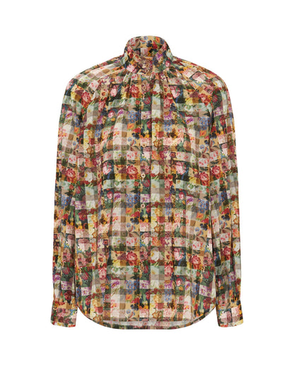 Multicolor floral cotton shirt Shirts & blouses Mirto 