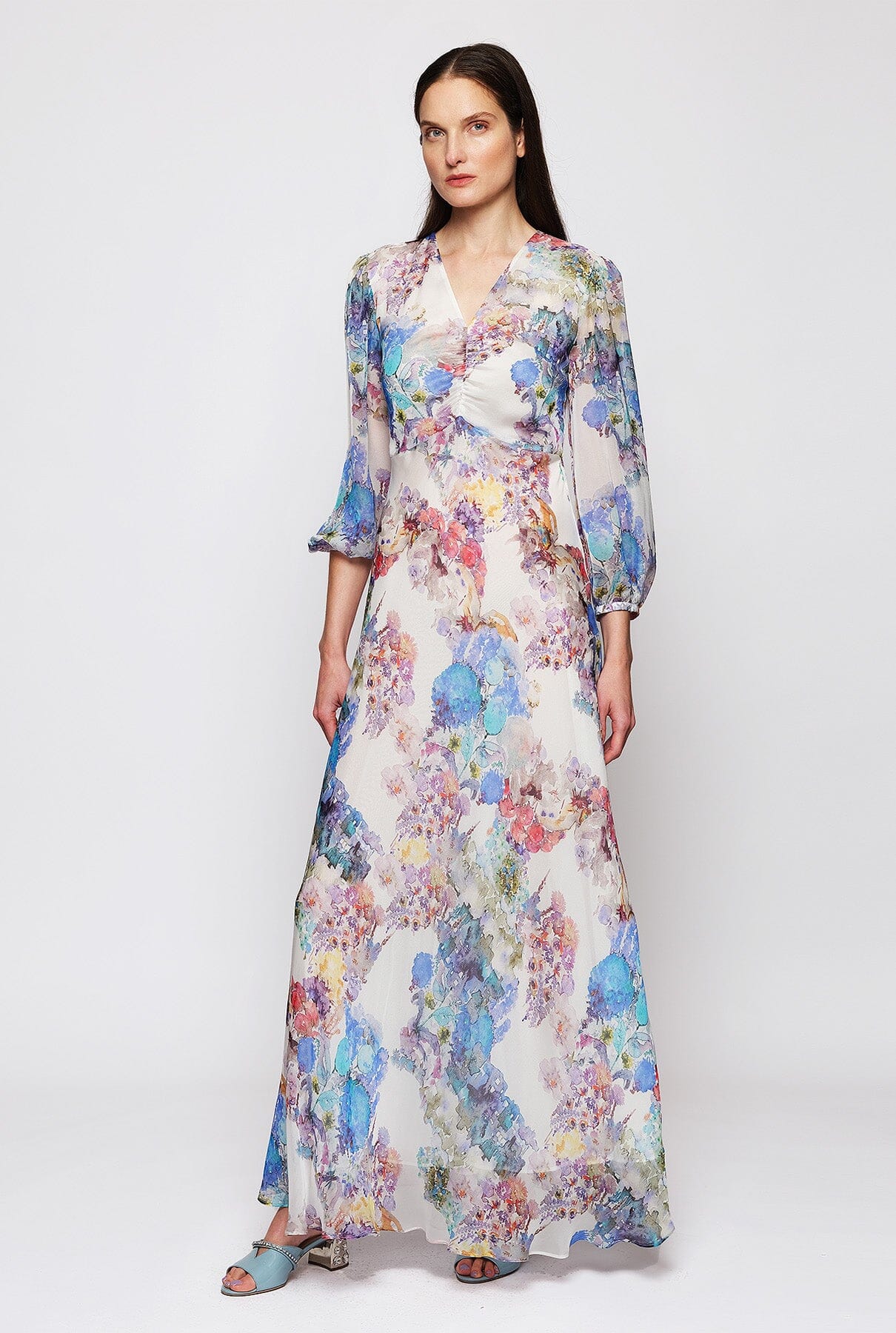 Multicolor print chiffon silk dress Dresses Mirto 