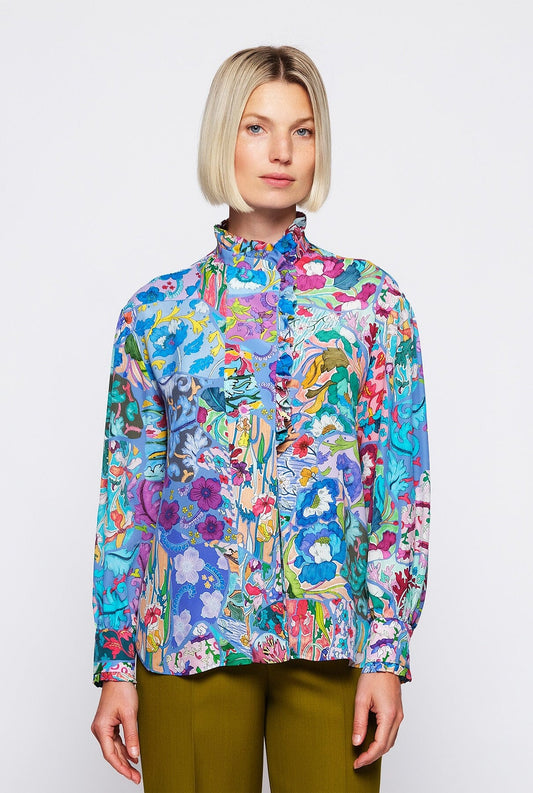 Multicolor print silk blend blouse Shirts & blouses Mirto 