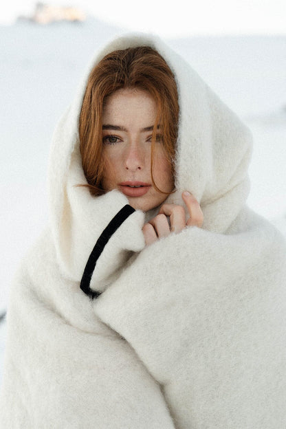 Natural Beige Mohair Balaclava Hats ELEVAA 