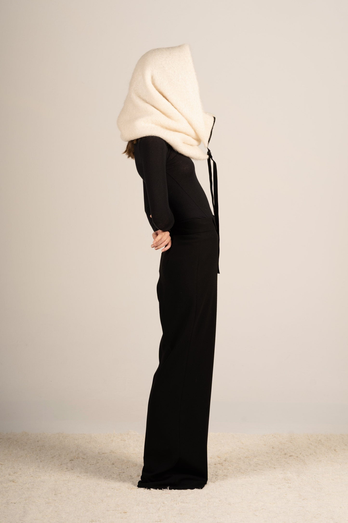 Natural Beige Mohair Balaclava Hats ELEVAA 