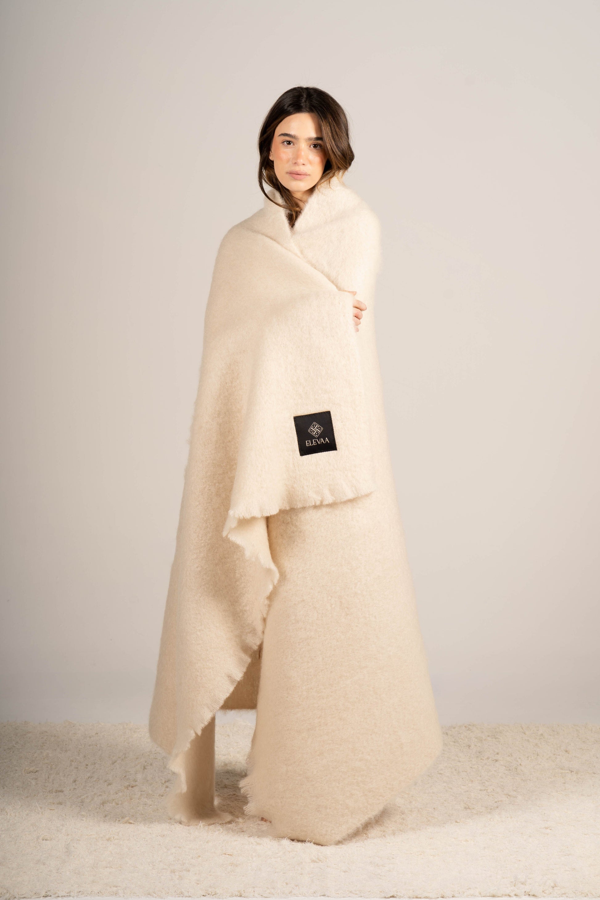 Natural Beige Mohair Blanket Accessories ELEVAA 