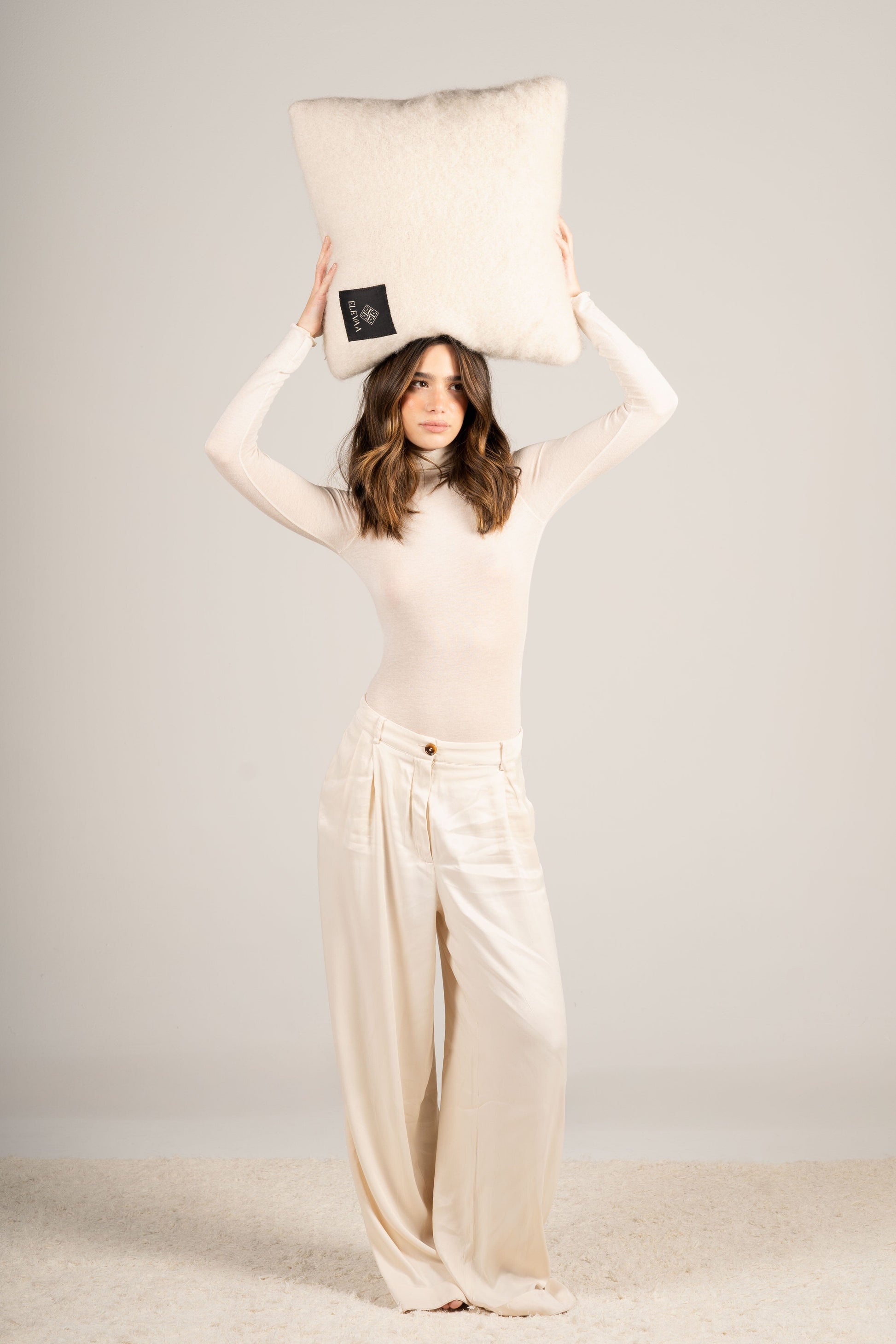 Natural Beige Mohair Cushion Cushions ELEVAA 