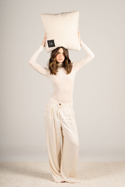 Natural Beige Mohair Cushion Cushions ELEVAA 