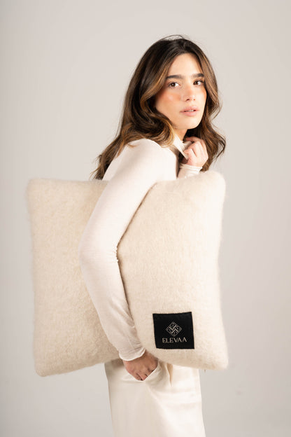 Natural Beige Mohair Cushion Cushions ELEVAA 