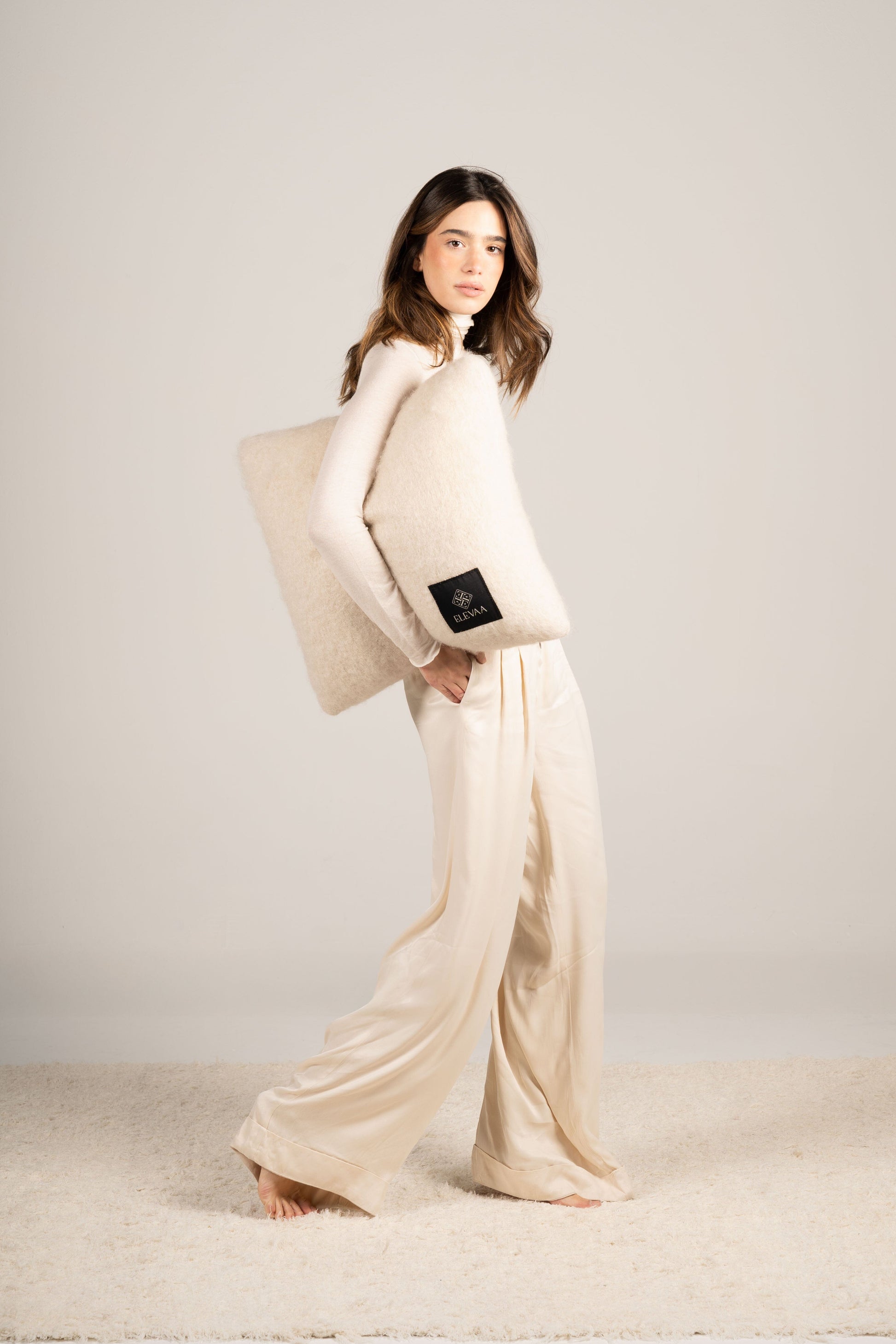 Natural Beige Mohair Cushion Cushions ELEVAA 