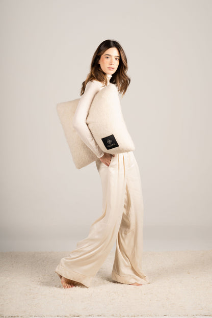 Natural Beige Mohair Cushion Cushions ELEVAA 
