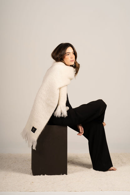 Natural Beige Mohair Scarf Accessories ELEVAA 
