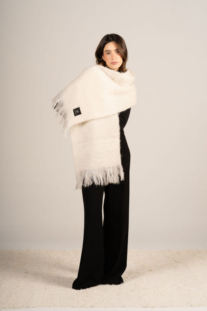 Natural Beige Mohair Scarf Accessories ELEVAA 