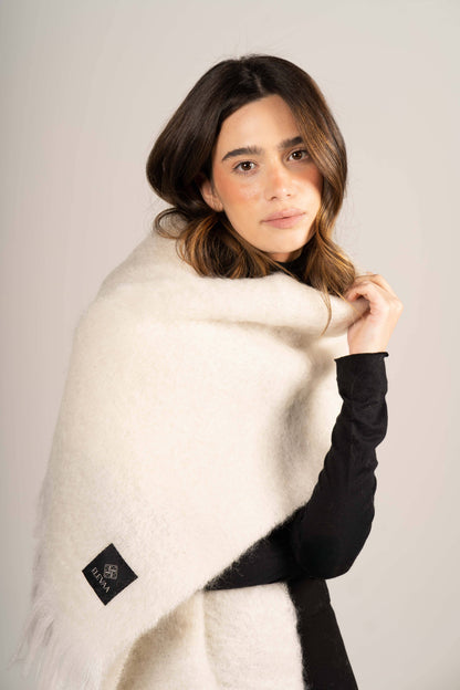 Natural Beige Mohair Scarf Accessories ELEVAA 