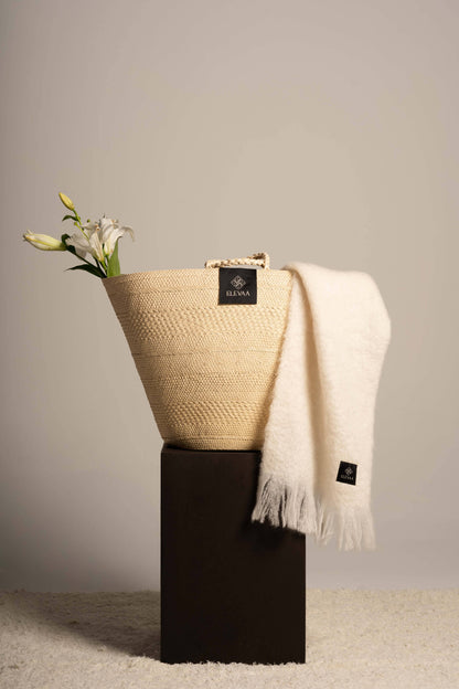 Natural Beige Mohair Scarf Accessories ELEVAA 