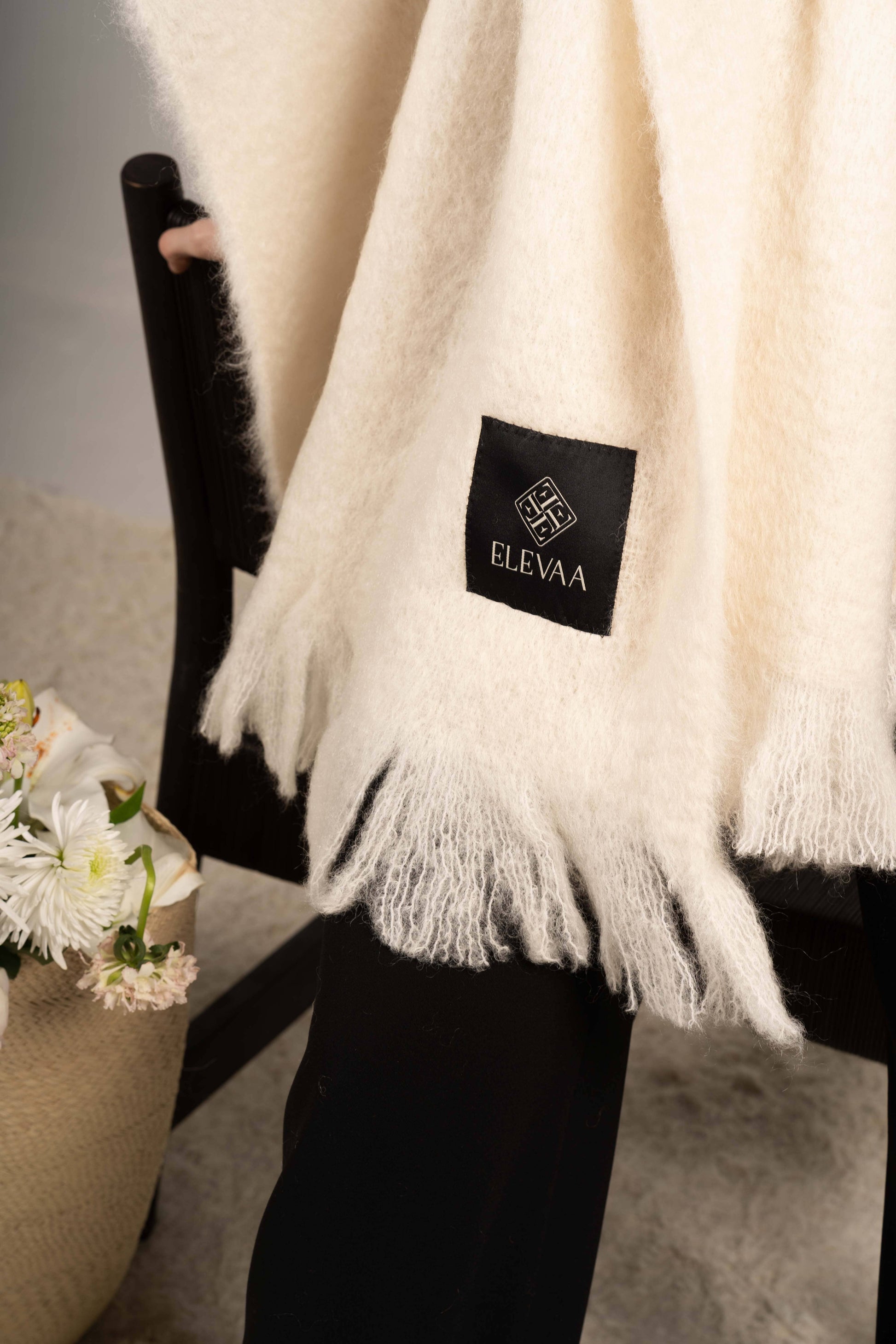 Natural Beige Mohair Shawl Foulards & Scarves ELEVAA 