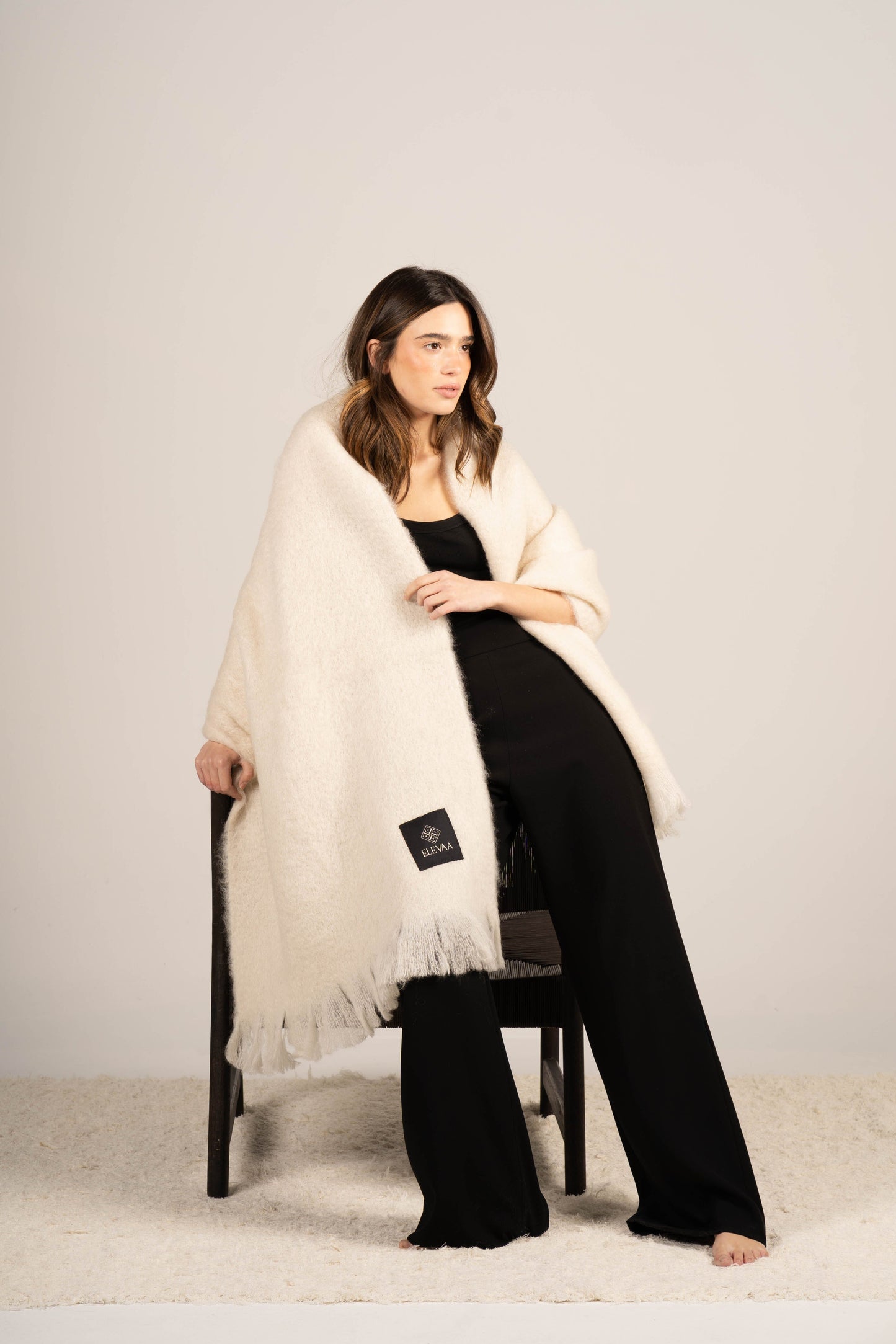 Natural Beige Mohair Shawl Foulards & Scarves ELEVAA 