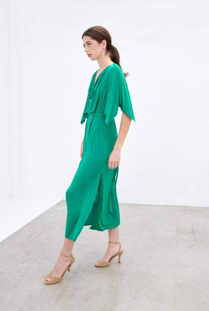 Nicole túnica escote drapeado - esmeralda Dresses Duyos 