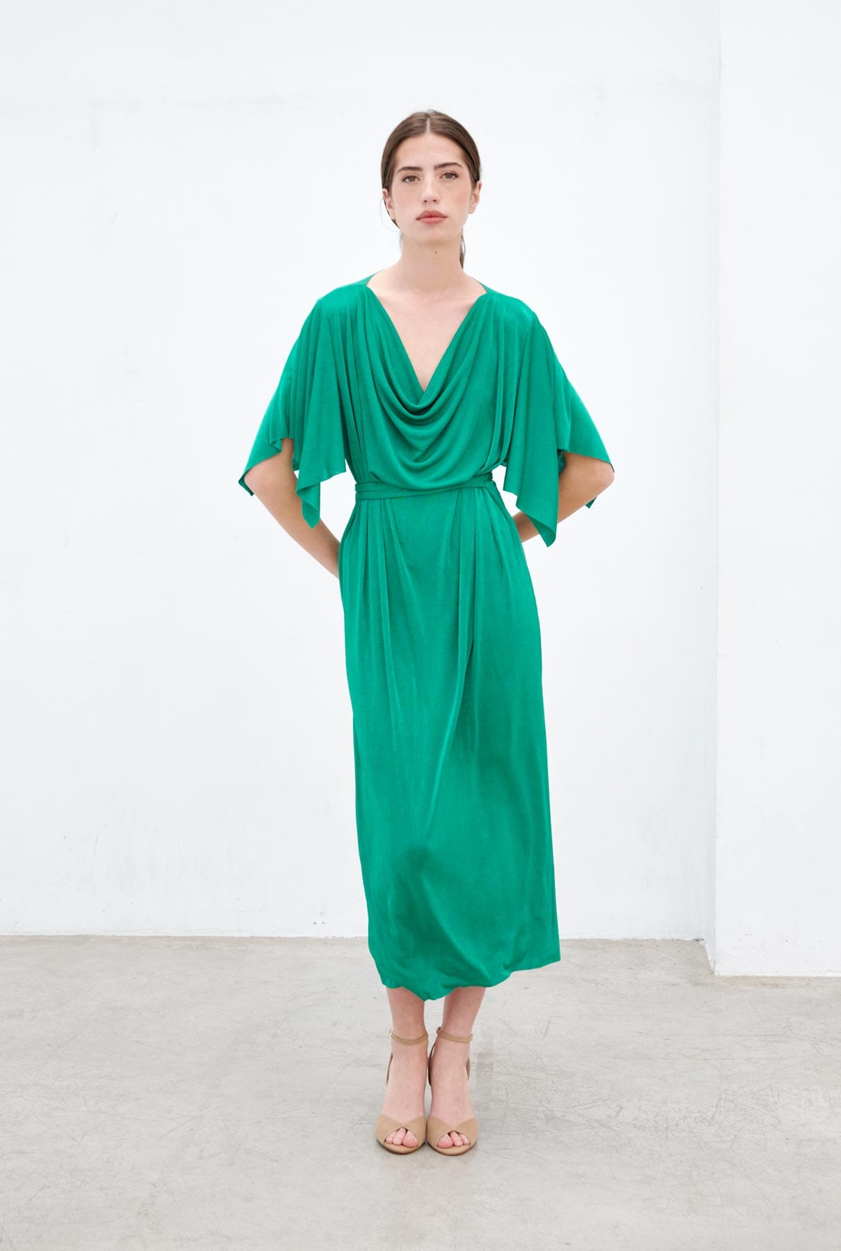 Nicole túnica escote drapeado - esmeralda Dresses Duyos 