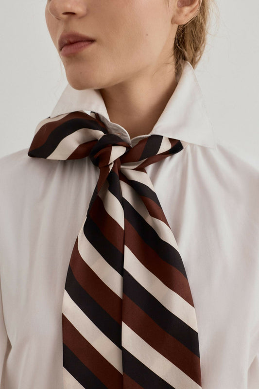 NOLITA STRIPE SCARF CHOCOLATE Foulards & Scarves Van Hise 