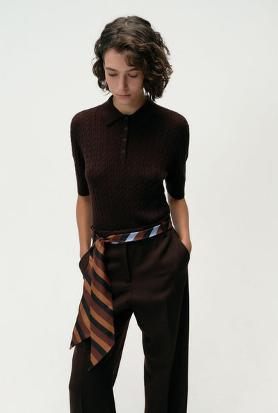 Nolita Stripe scarf cognac · Van Hise