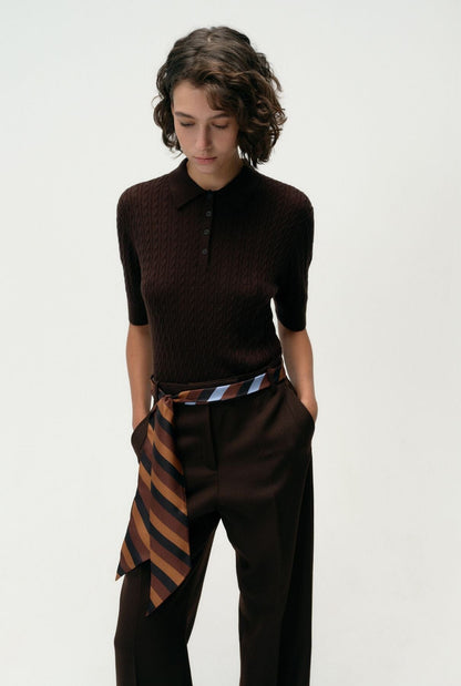 Nolita Stripe scarf cognac Foulards & Scarves Van Hise 