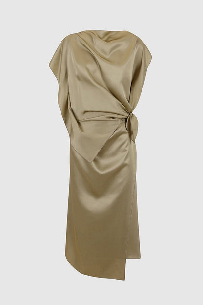 Olive green viscose 'pañoleta' dress Dresses Boscoier 