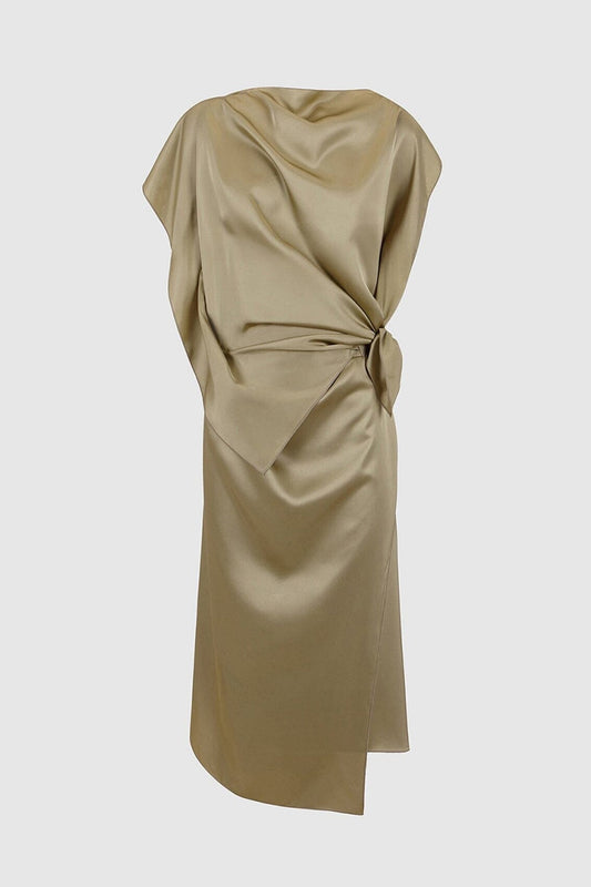 Olive green viscose 'pañoleta' dress Dresses Boscoier 
