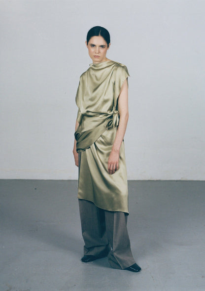 Olive green viscose 'pañoleta' dress Dresses Boscoier 