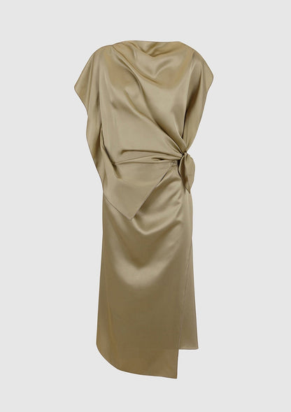 Olive green viscose 'pañoleta' dress Dresses Boscoier 