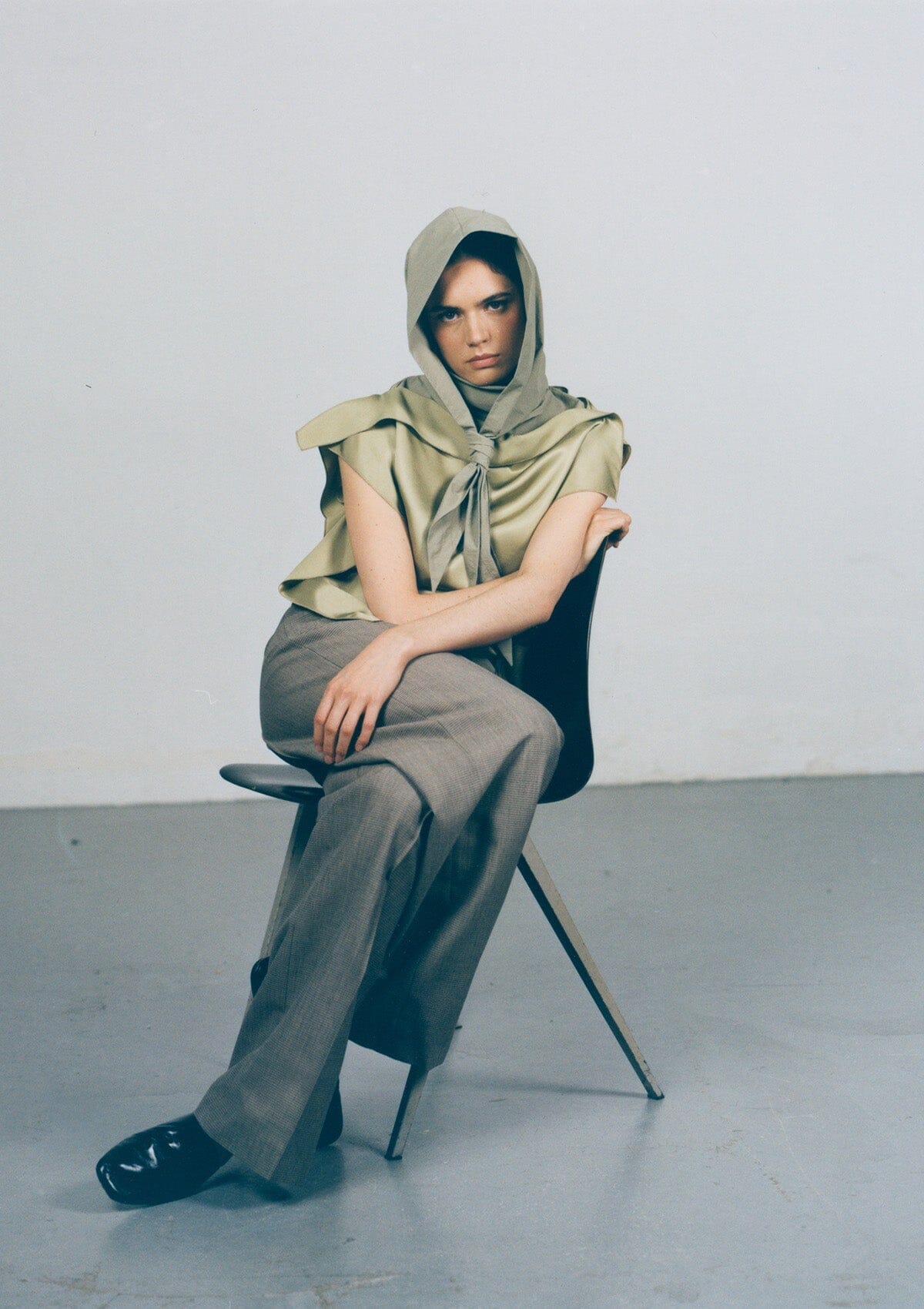 Olive green viscose 'pañoleta' top Tops and Blouses Boscoier 