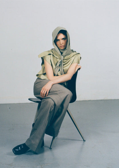 Olive green viscose 'pañoleta' top Tops and Blouses Boscoier 