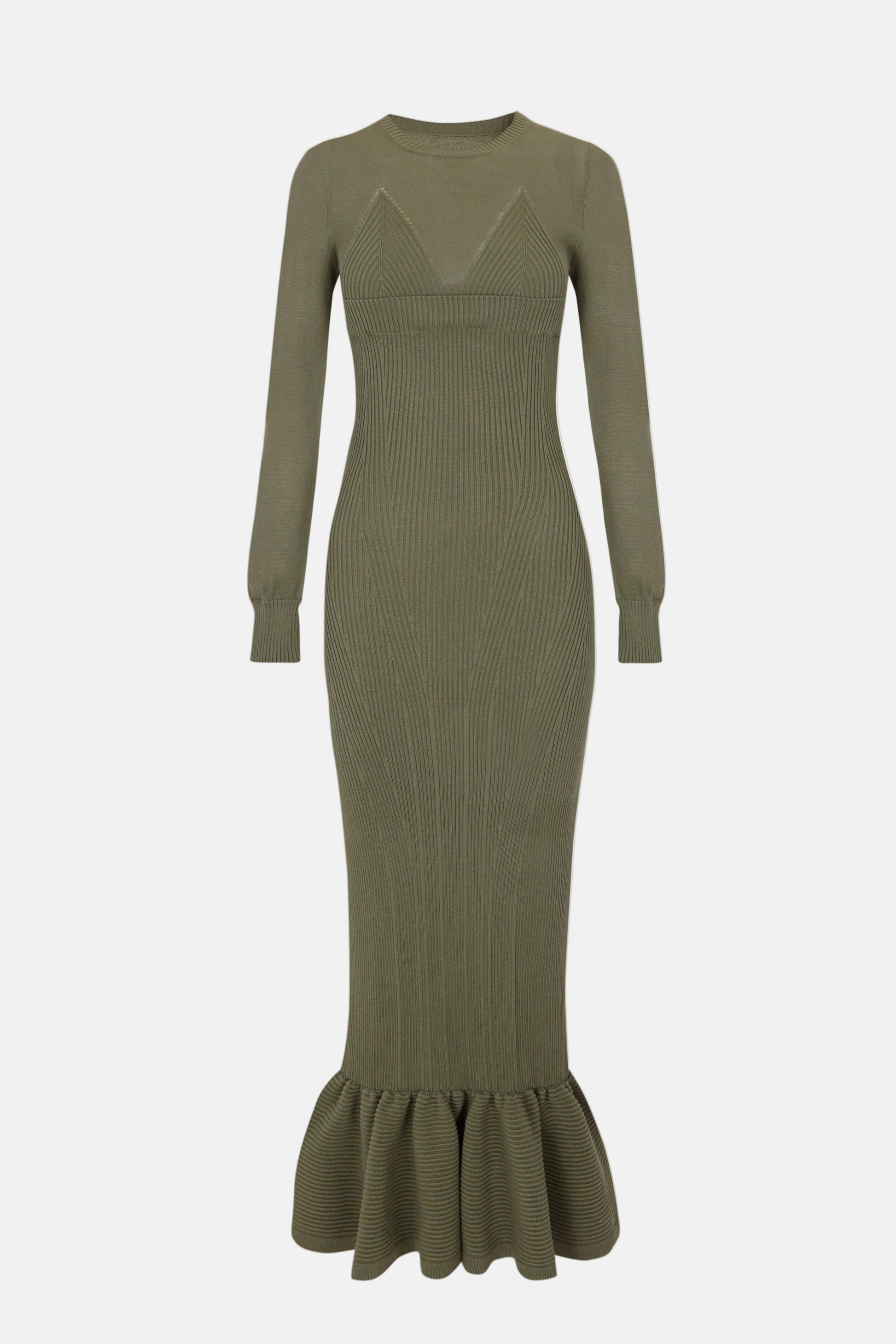Olive Knit Longsleeve Dress Dresses PALOMO SPAIN 