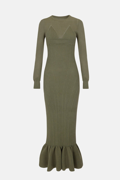 Olive Knit Longsleeve Dress Dresses PALOMO SPAIN 