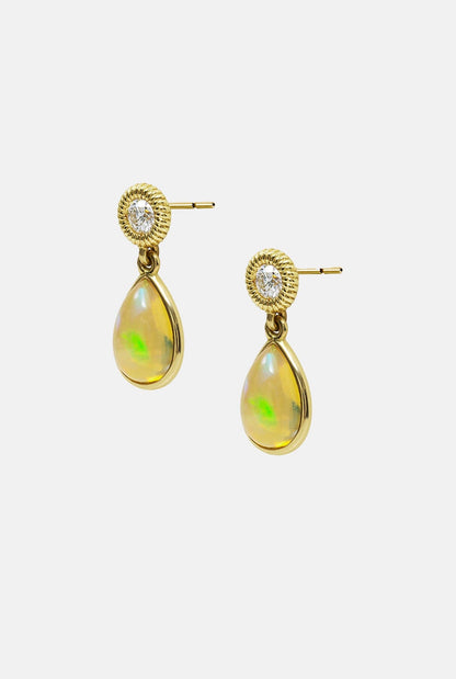 Opal & Diamond Earrings Earrings Leandra Studio 