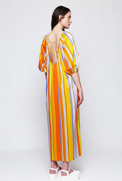 Orange striped cotton kaftan Long Dresses Mirto 