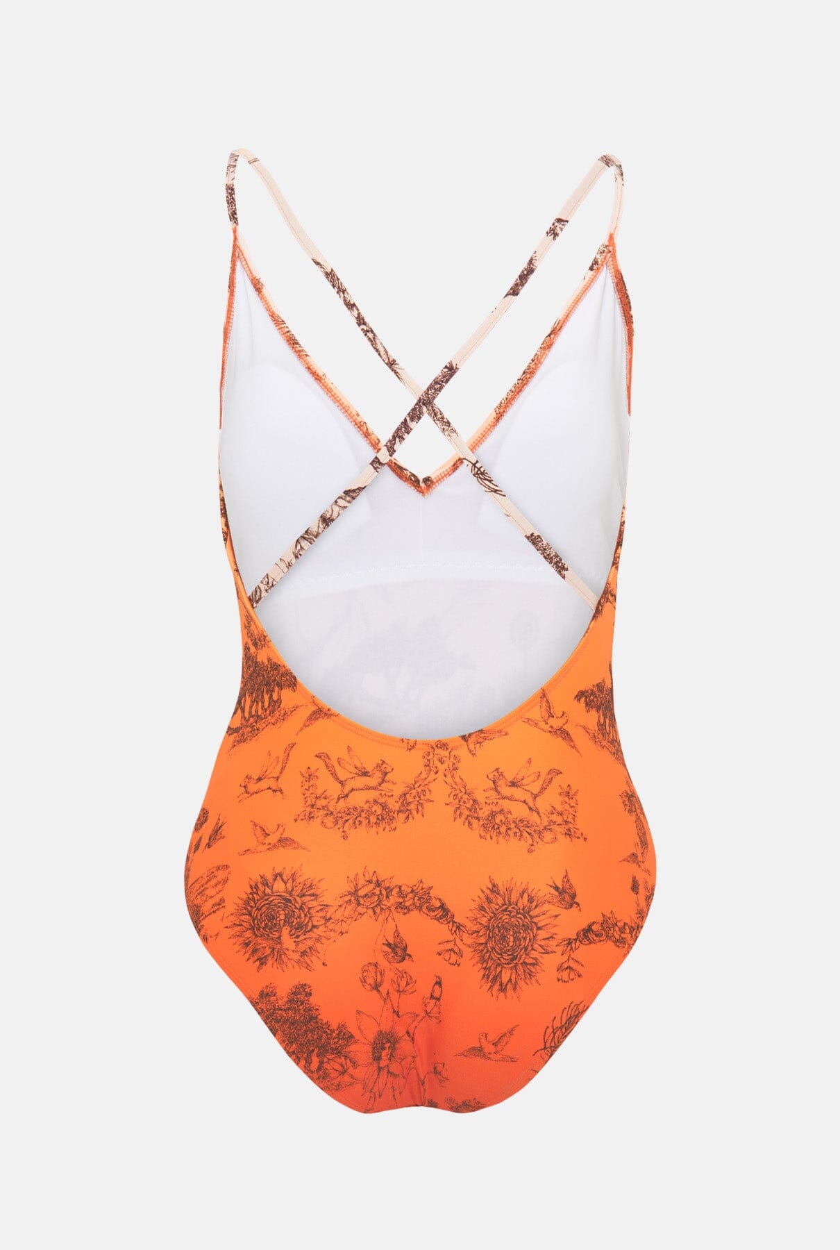 Orange toile de jouy print swimsuit Swimwear Mirto 