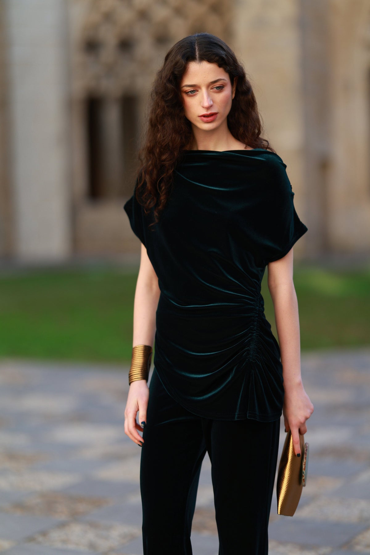 Paloma Green Velvet Top Blouses Elisa Cortés 
