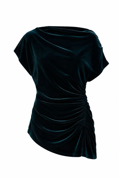 Paloma Green Velvet Top Blouses Elisa Cortés 
