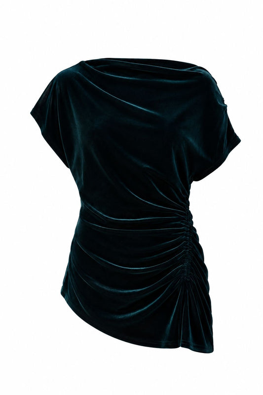 Paloma Green Velvet Top Blouses Elisa Cortés 